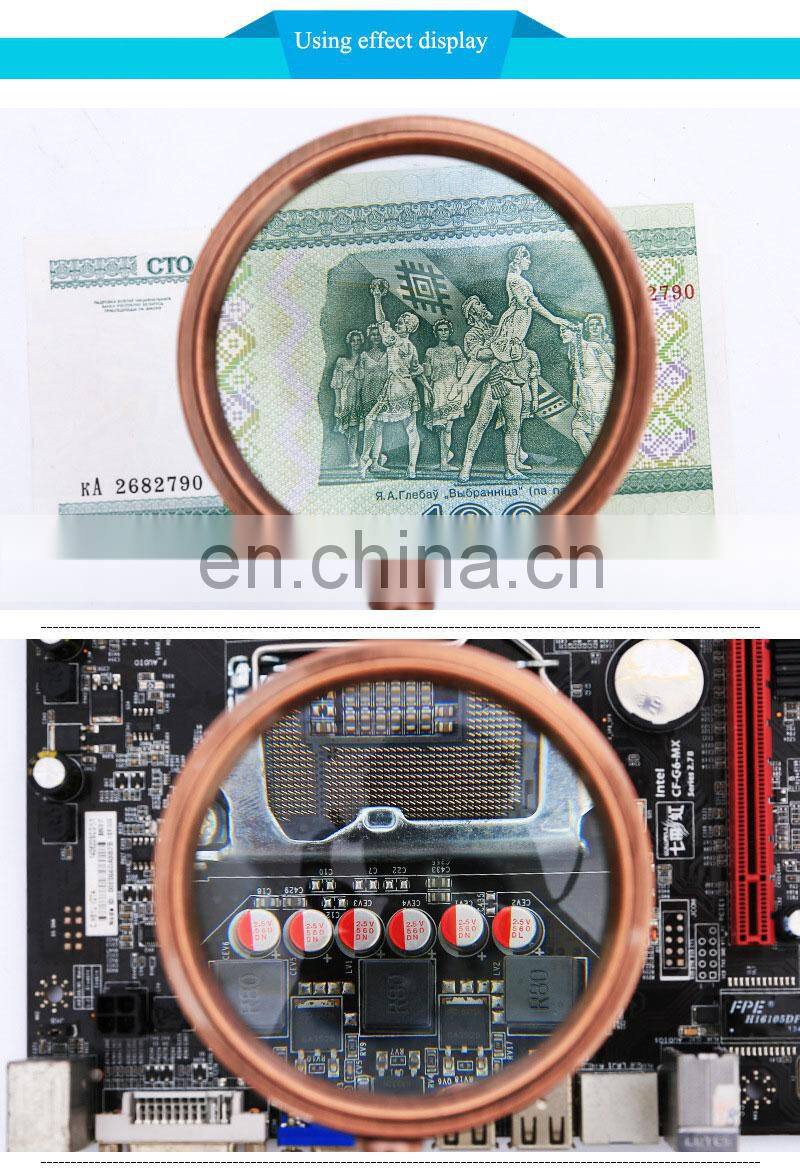 10 Times Wood Handle Reading Magnifying Glass Optical Glass Magnifier