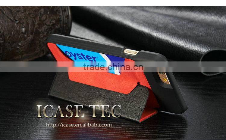 Business Leather Card Slots Matte Stand Mobile Phone Case Cover for iPhone 6 4.7inch