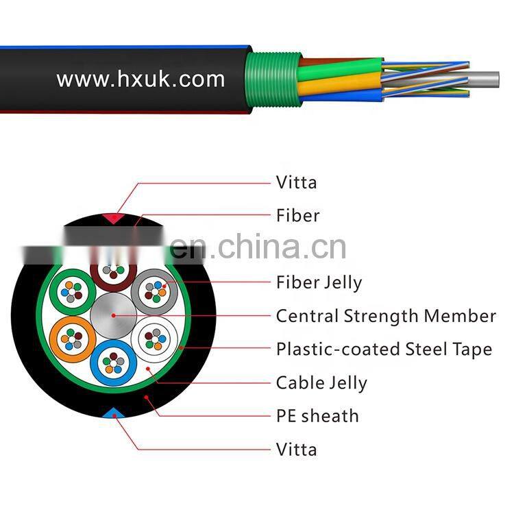 Hanxin GYTS stranded loose tube armored Outdoor fiber optic cables with PE outer sheath Prevent water ingress