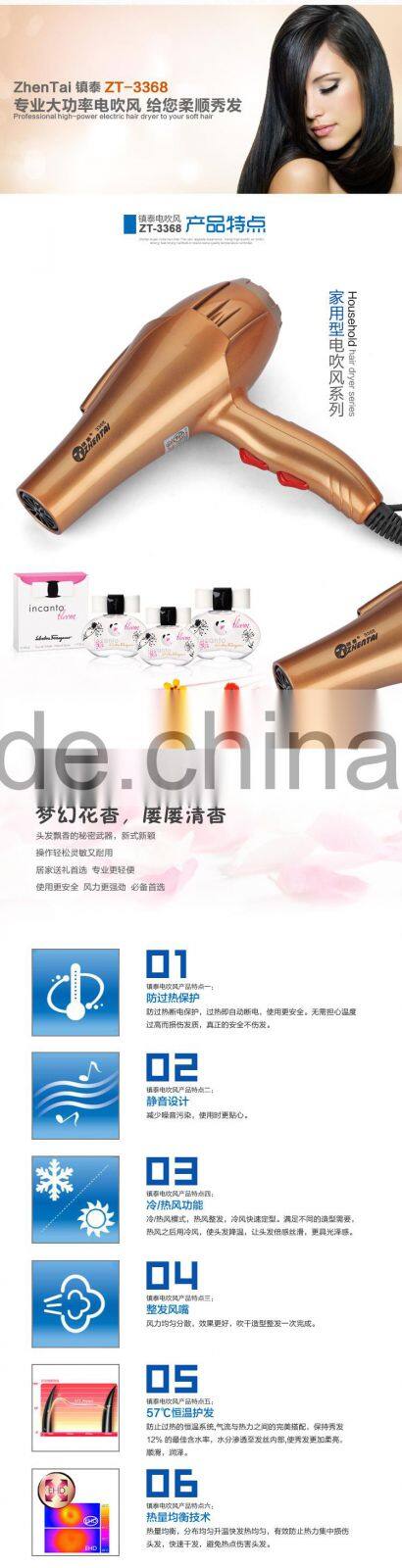 Gold Color Ionic Hair Dryer Stong Wind Profession Household Hair Dryer