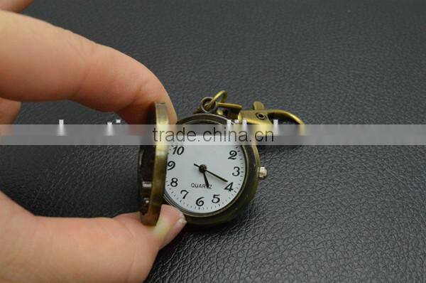 Mens cool eagle pattern pocket watch stainless steel back face coin watch