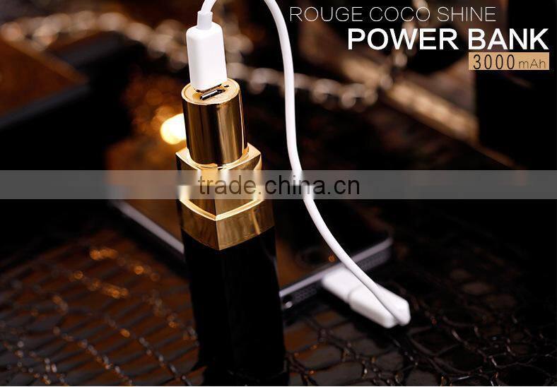 Best selling products lipstick power bank 3000mah charger universal portable phone charger