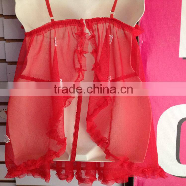 1.23USD Sexy Yough Ladies Transparent Appeal Sleepwear/Pyjamas Set With G-string (qqsy017)