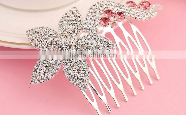 Fancy bridal head piece rhinestone hair comb high-end hair accessories
