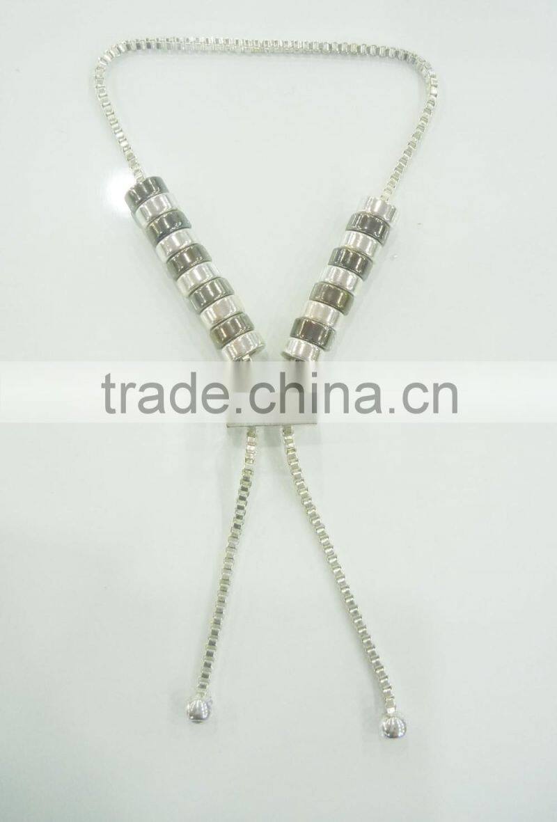 FASHION 2 TONE PLATE MAGNETIC BEADED BRACELET