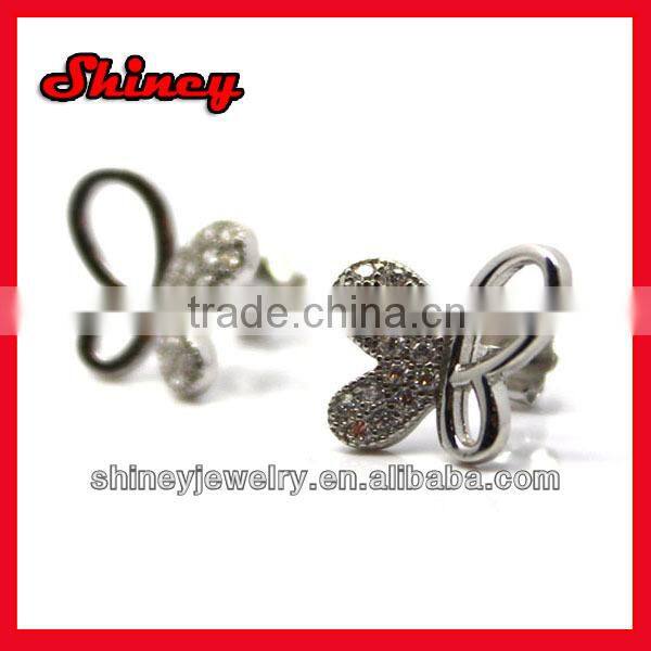 White & Yellow Round Diamond Micro Pave Setting Kite Shape Stud Earrings designer silver earring with pave cz