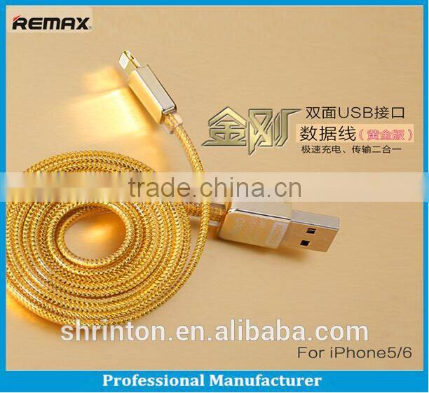 Hot product REMAX Gold Two-Sided 2.1A 1.0M Micro USB Data usb charging cable