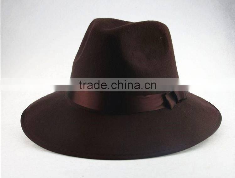 Large Brim Ribbon Fixed Man Women Stage Performance Fedora Jaz Hat