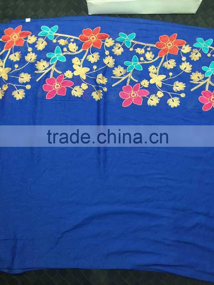 New Style Viscose Colorful Flower Fashion Woman Shawl Embroidery Designs
