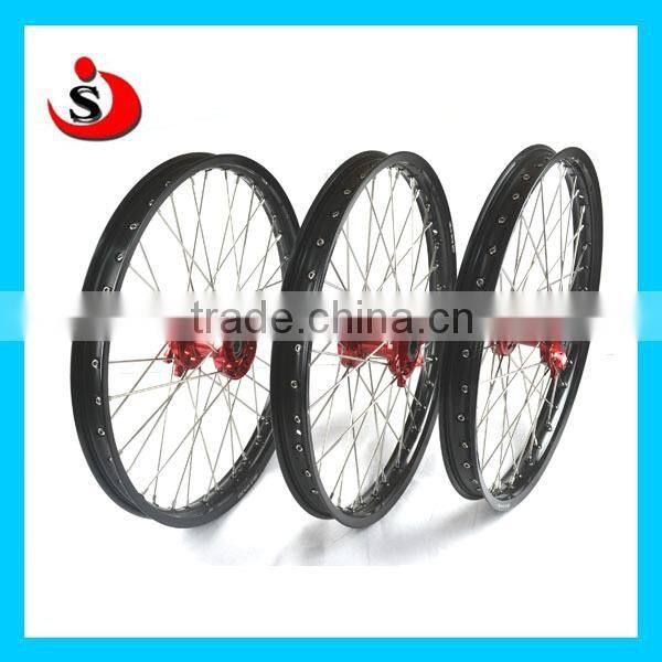 New MX Wheel Set 21x1.60 19x2.15 Black Rim/Red Hub CR125 CR250 CRF250 CRF450 RX