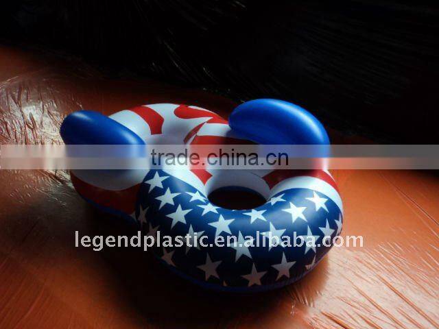 inflatable double ski tube with cushion