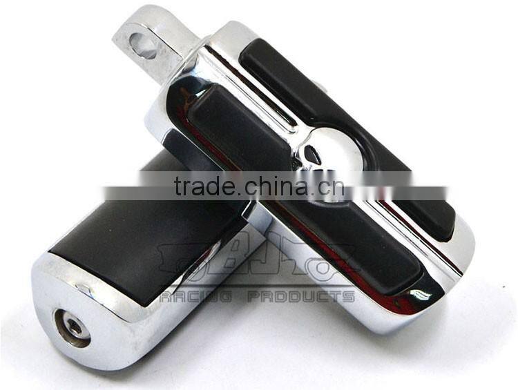 BJ-FP216-051 Chrome Billet Aluminum Foot Pegs Pedal for Serrated Harley Davidson Style
