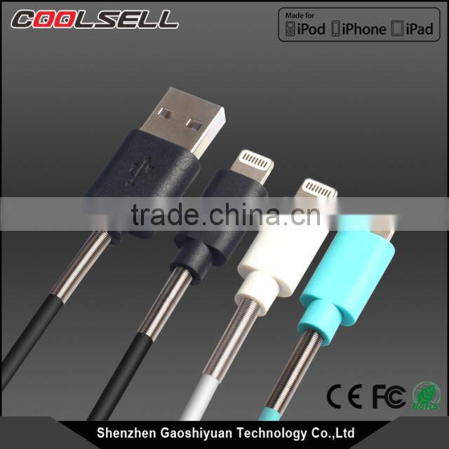 Spring MFi C48 USB cable for iPhone6/6S, 8pin connector mfi cable for apple with spring