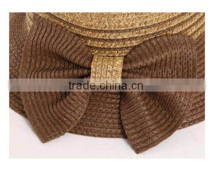 QXSH0010 Summer paper straw hat New design butterfly knot beach hat with ribbon