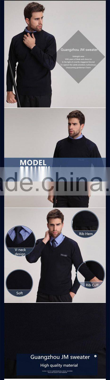 High quality mens winter knitted black sweater work wear security guard uniform