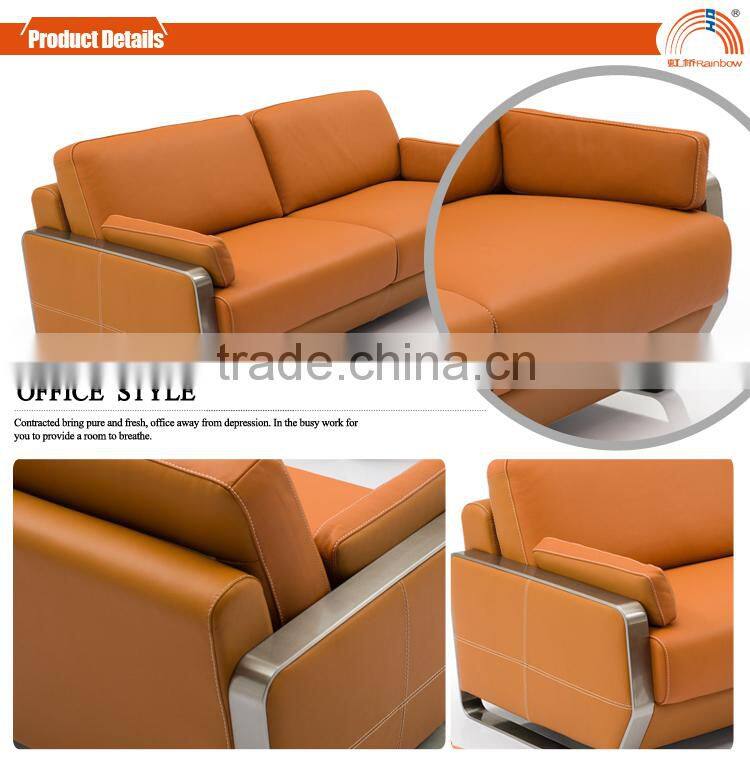 S-16 leather reception high qulity office stainless frame sofa