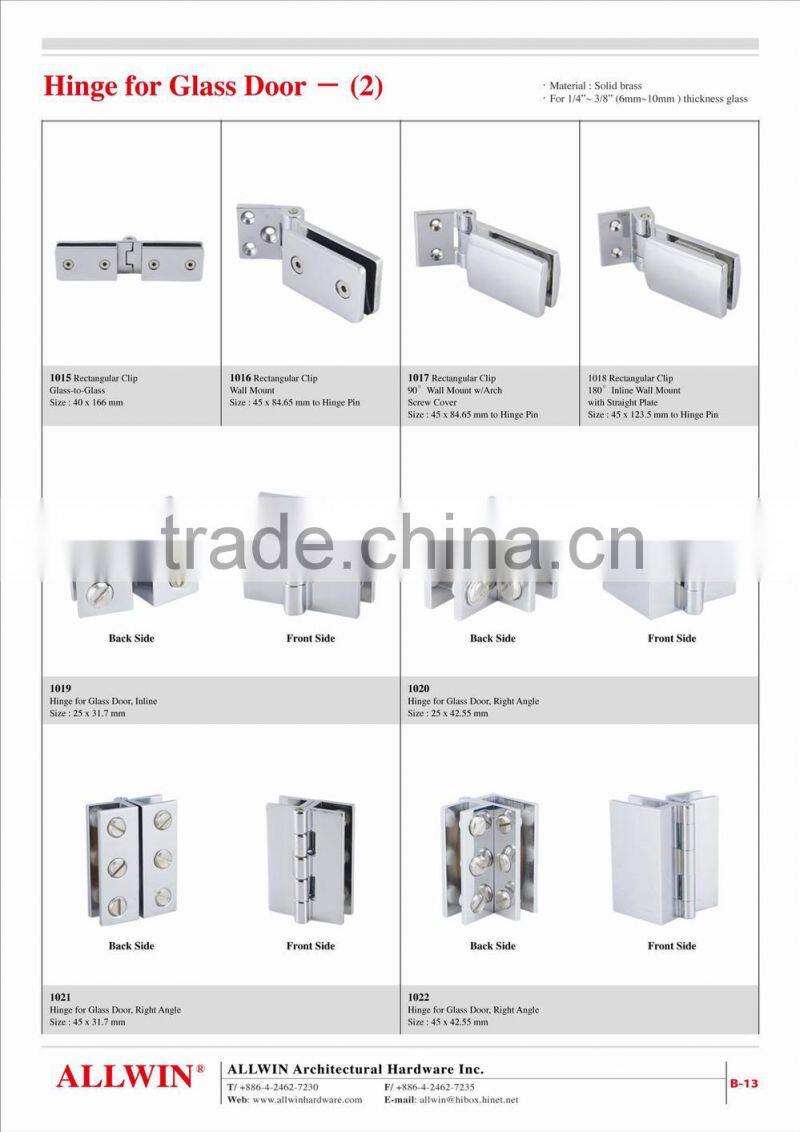 Solid Brass Glass Door Hinge