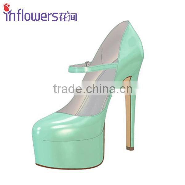 Peeptoe patent leather ankle strap Custom design fancy ladies shoes