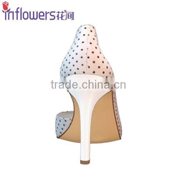 White leather side cut pointed toe ladies high heels