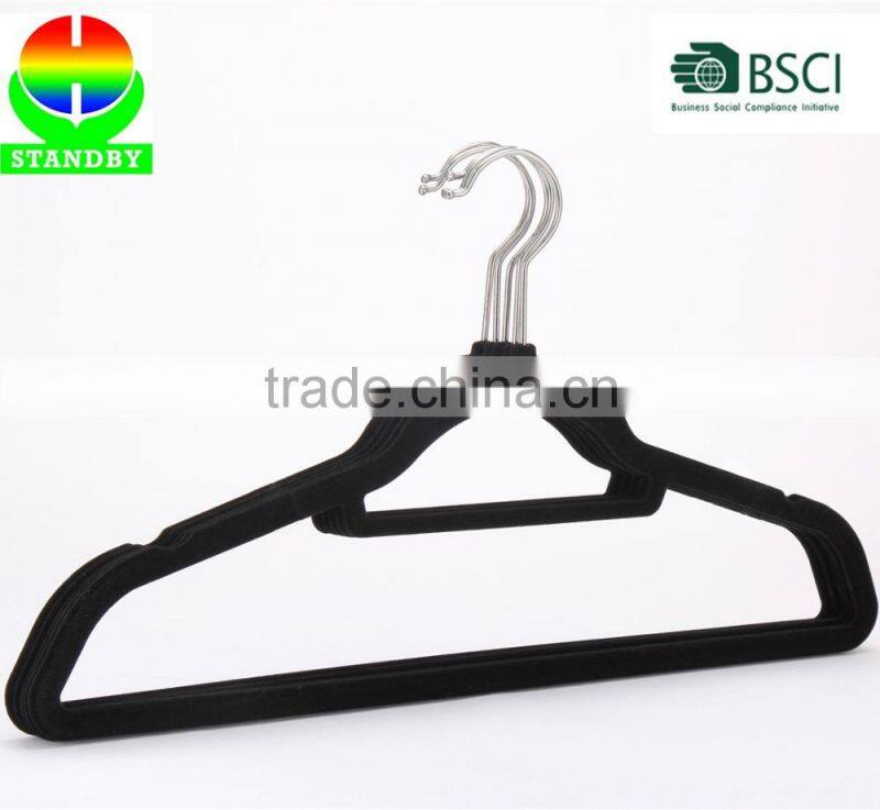 USA Chain Supermarket Supplier Velvet Hangers Black Custom Suit Hanger Factory Wholesale