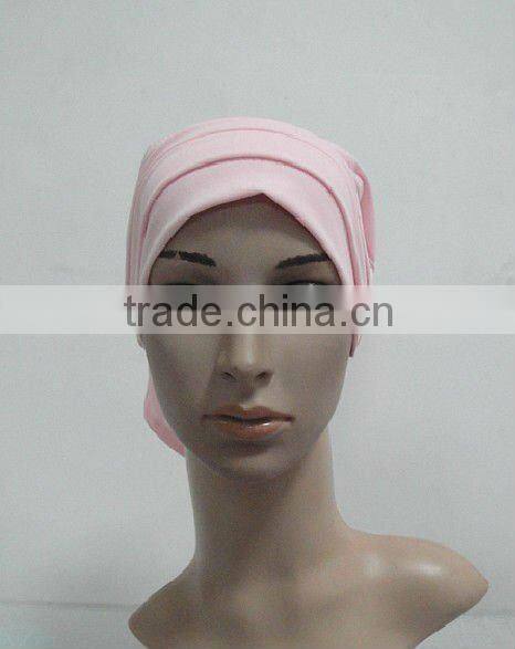 C003 plain tube underscarf with pleat,cotton underscarf and hats