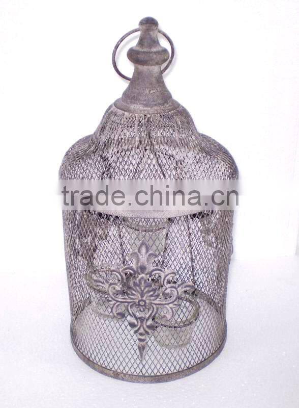 8009236F- round metal wire candle lantern