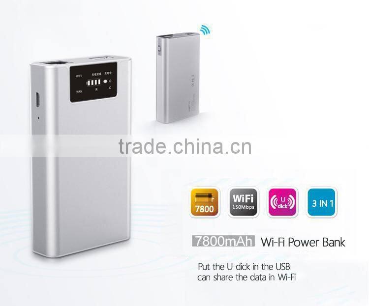 7800mah 3G WiFi router with power bank