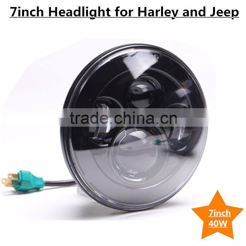 7" LED Headlight Fits Chopper Motorcycles 7 inch Round Projector Led headlight Black for Harley wholesale price