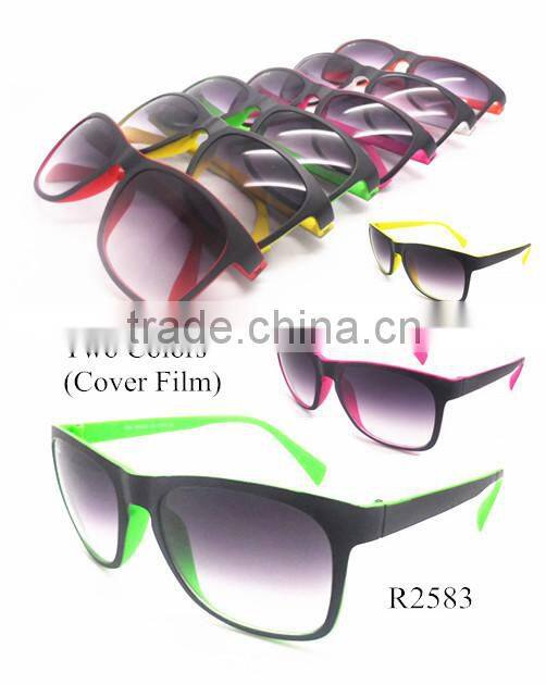 2015 Simple Hot Selling Colorful Squared Sunglasses Covering Film/With Two Colors