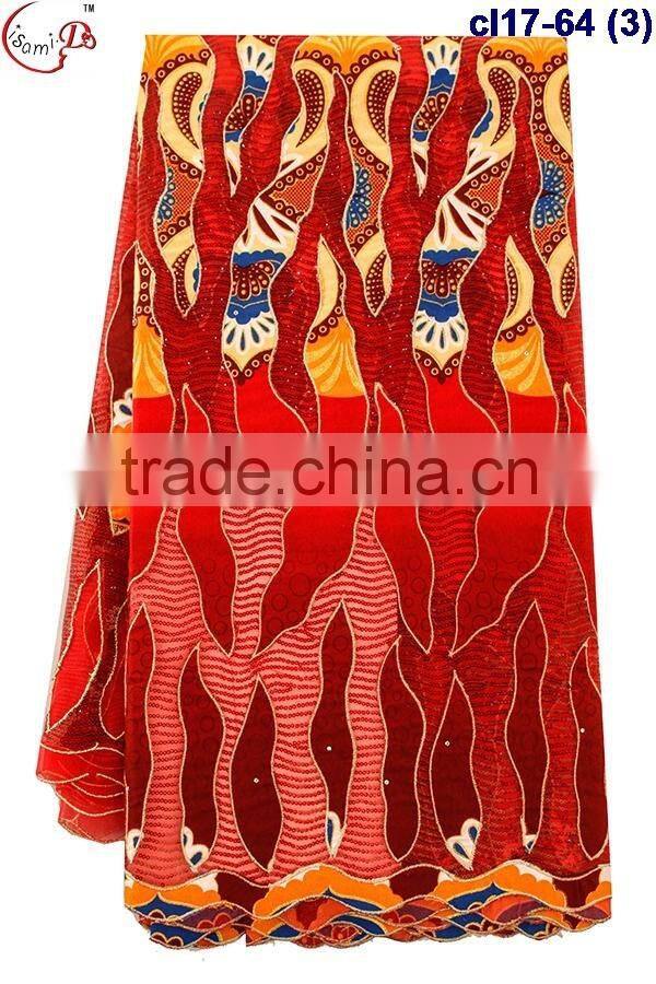 CL17-64 hot sale fashion new design embroidered tulle lace plus wax with stone for making wedding dress or cloth net lace