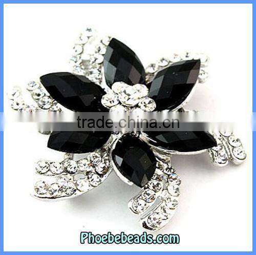 Wholesale Enamel Flower Brooches With Shiny Crystals PFB-W014