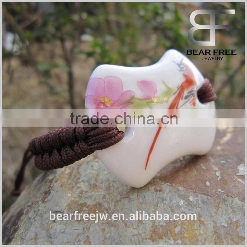 Ethic 4.0*3.5cm Bird Printing Ceramic Bracelet adjustable wrist size