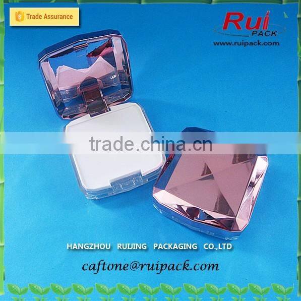 Professional mineral cosmetic makeup blusher with mini mirror on top, fashion black empty blusher with puff