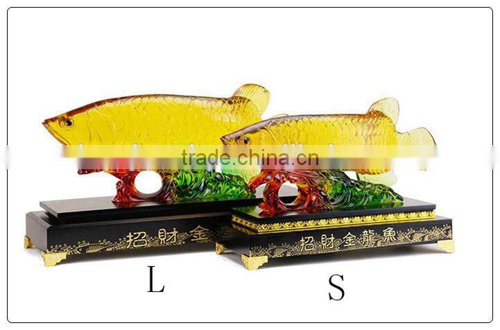 Resin Liuli color Chinese Luckly Golden fish , resin statue