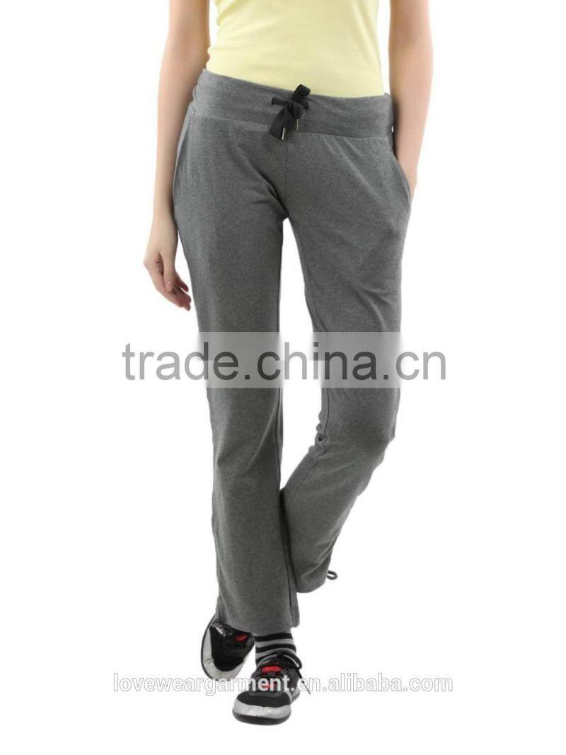 Women plain grey french terry cotton sweat pants wholesale