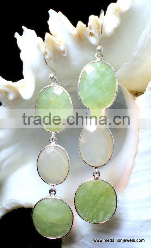 Rainbow Moonstone Round & Marquise Cabochon Earrings, 925 Solid Sterling Silver Earrings, Designer Gemstone Dangle Earrings