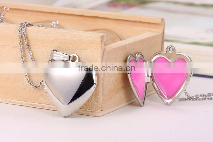 custom new stainless steel lady heart locket pendant necklace