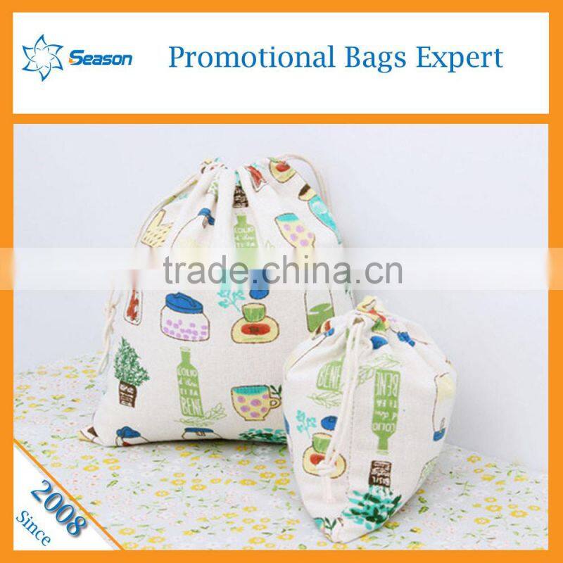 Factory price oem production canvas cotton drawstring bag for packing storage