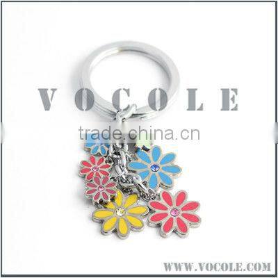 Colorful Flowers Cluster Stainless Steel Keychain