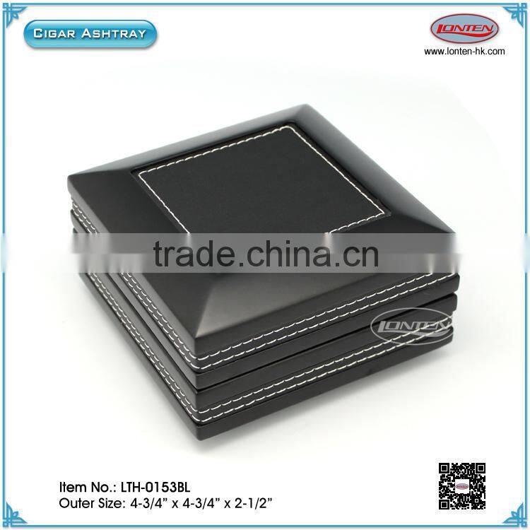 luxury customizedprinting logo diy wood and leather cigar ashtray