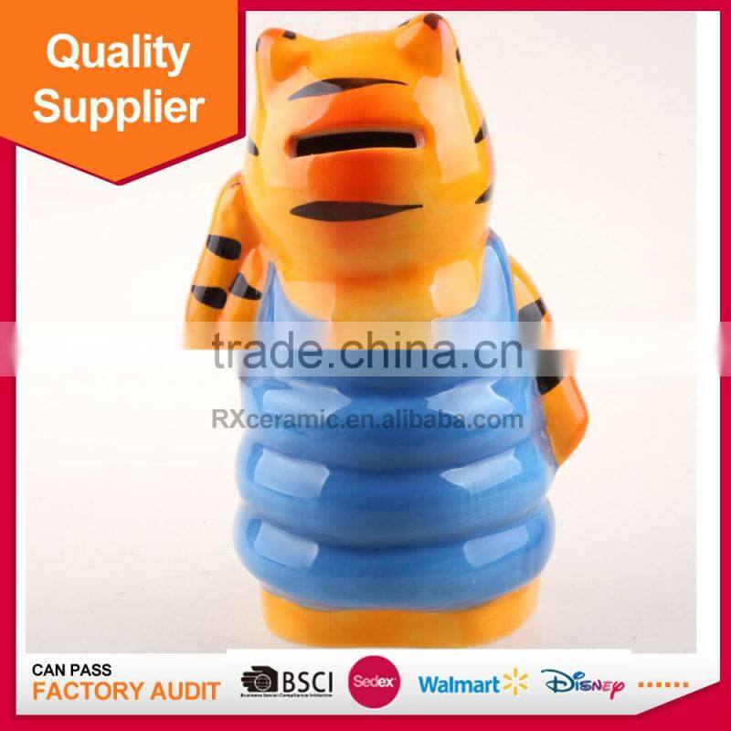 Newest tiger shape fashional style piggy bank ceramic coin bank