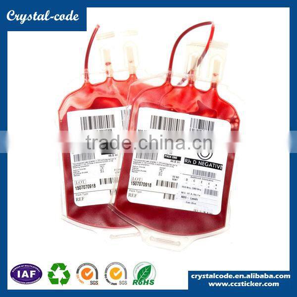 OEM design eco-friendly fast delievry heat-resistant anti-counterfeit blood bag label