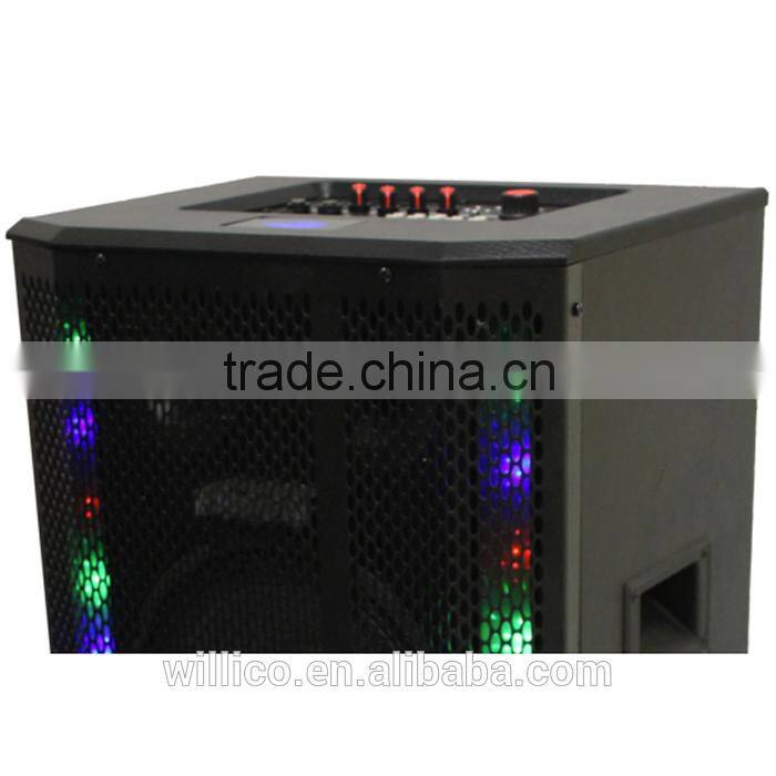 bluetooth active portable DJ professional speakers with usb fm radio light