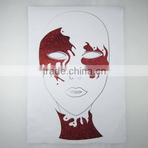 Day of dead floral skull face sticker glitter holiday face tattoo for halloween party factory