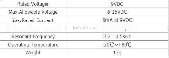 FBPB4019 special 9VDC 40mm passive piezoelectric buzzer with three pin (FBELE)
