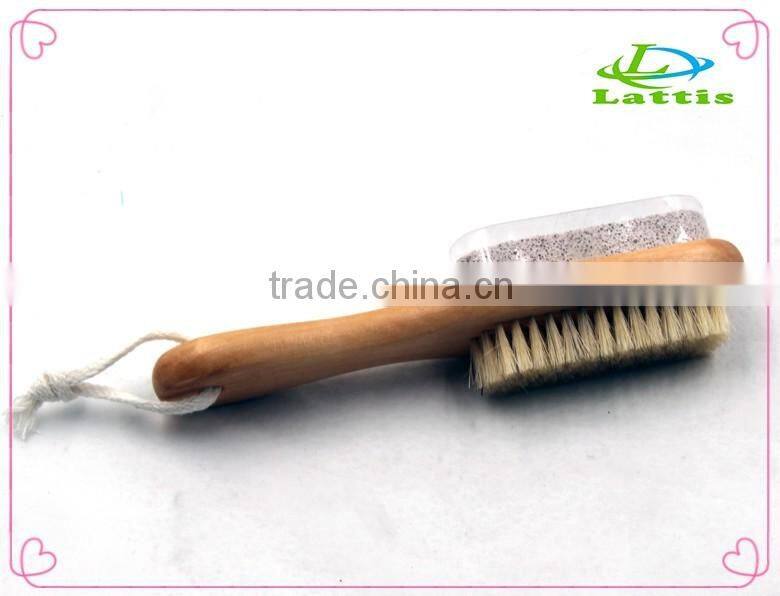 Wholesale bristle wood foot brush with pumice stone shower brush