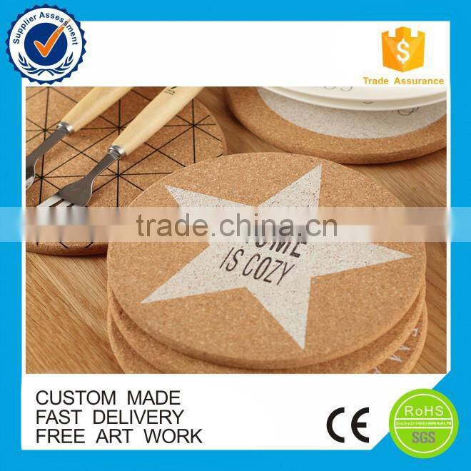 Fashionable cork/rubber table mats coasters factory