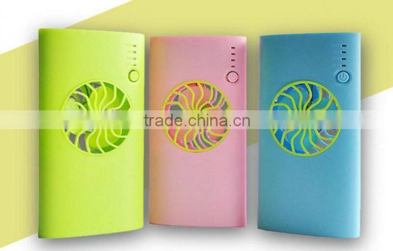 2016 Best summer gift portable 5v plastic rechargeable battery usb cooling fan power bank with strong wind