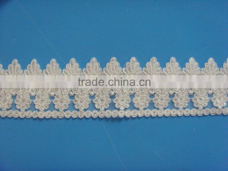 decoractive embroidery lace trim for wedding gown