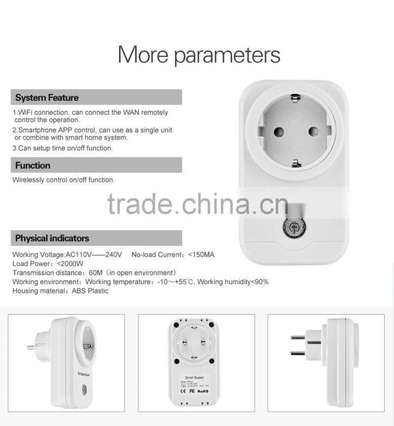 VStarcam Hot selling WF831 10A wireless power wall socket wifi